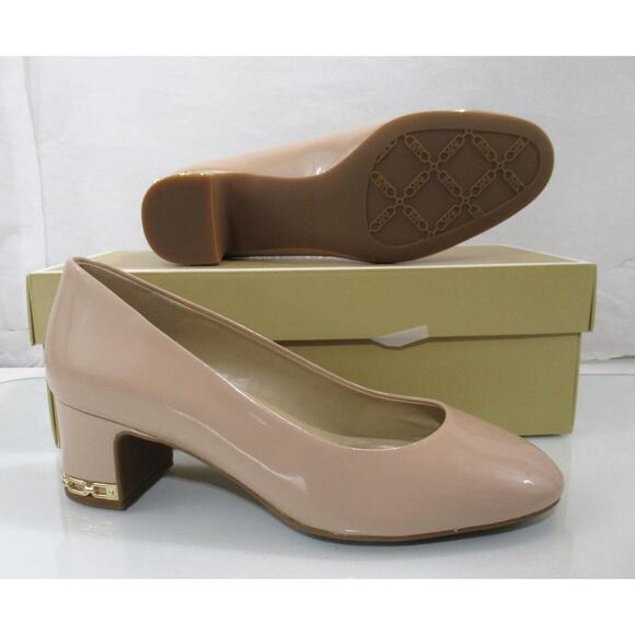 Michael Kors June Flex Mid Pump Block Heel Light Blush Patent Leather Size 7 - Picture 7 of 7